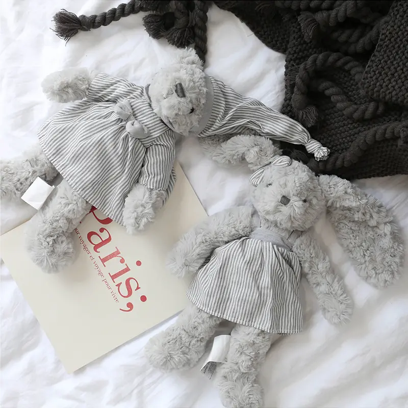 30cm Cute Couple Teddy Bear Bunny Stuffed Animal Super Soft Plush Animals Dolls Baby Gift Sleeping Doll