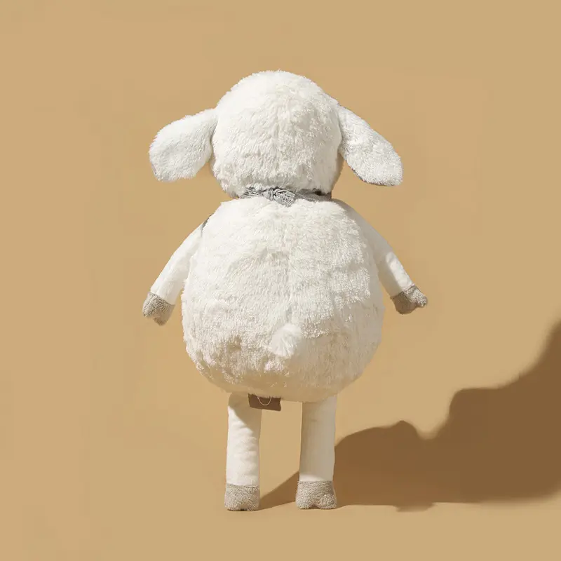 36cm Fluffy White Sheep Plush Toys Soft Stuffed Lamb with Scarf Cuddle Plushie For Children Baby Accompany Sleeping Pillow