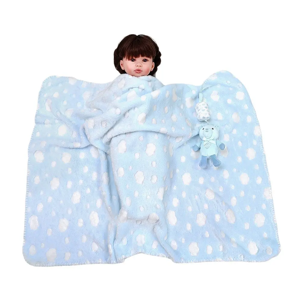 Light Weight Baby Flannel Blanket with Toys Soft Swaddle Wrap for Infant Boy Girl Sleeping Cover