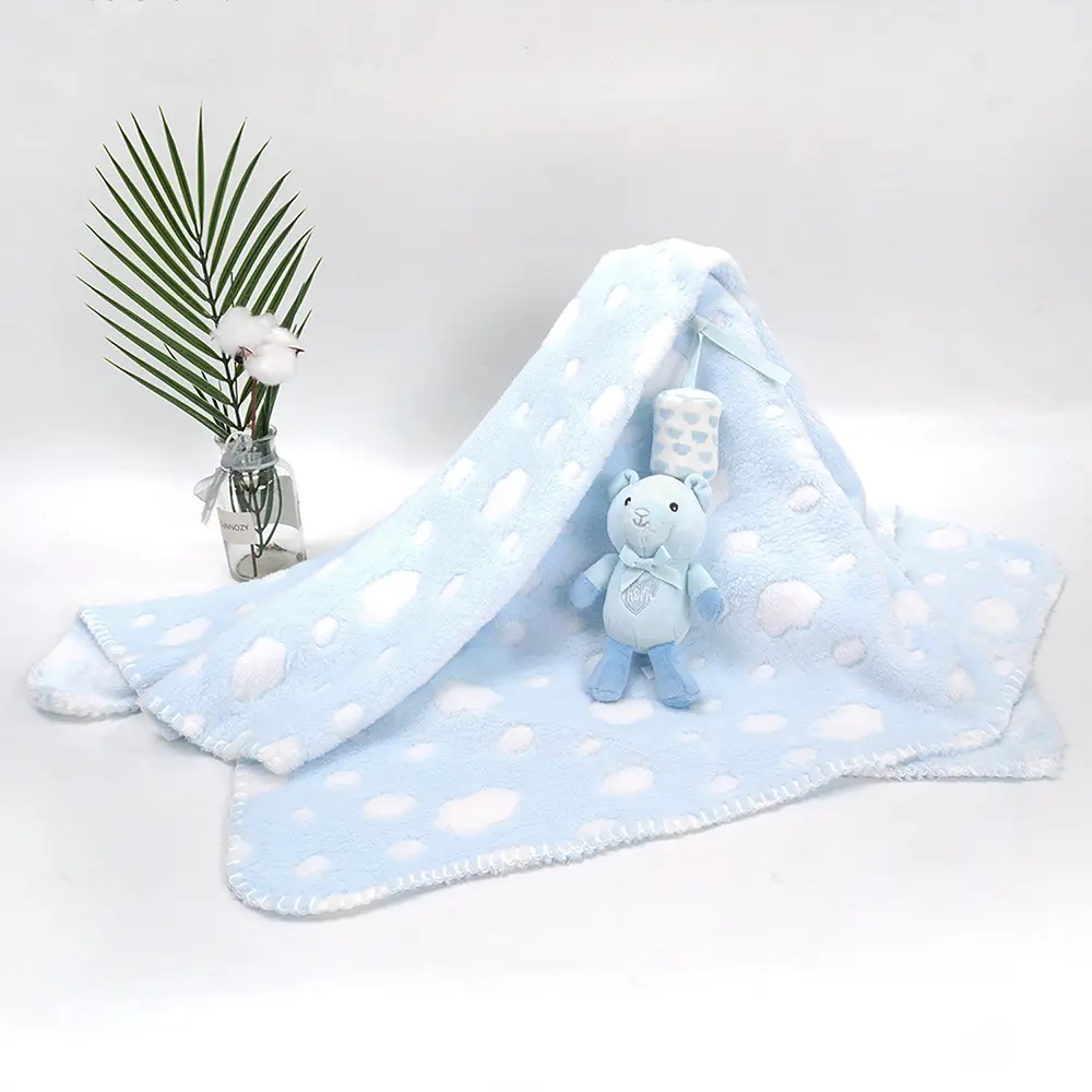 Light Weight Baby Flannel Blanket with Toys Soft Swaddle Wrap for Infant Boy Girl Sleeping Cover