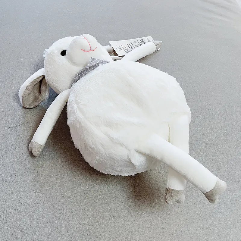 36cm Fluffy White Sheep Plush Toys Soft Stuffed Lamb with Scarf Cuddle Plushie For Children Baby Accompany Sleeping Pillow