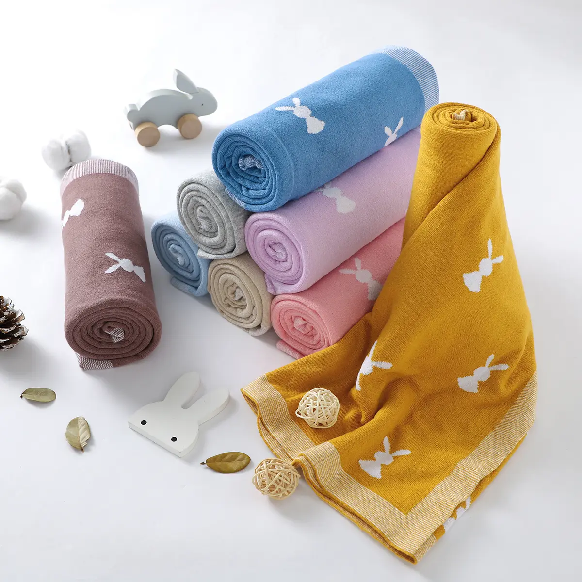Newborn Baby Blanket Cotton Knitted Infant Bed Sleeping Covers Quilts Toddler Boy Girl Stroller Wrap Swaddle