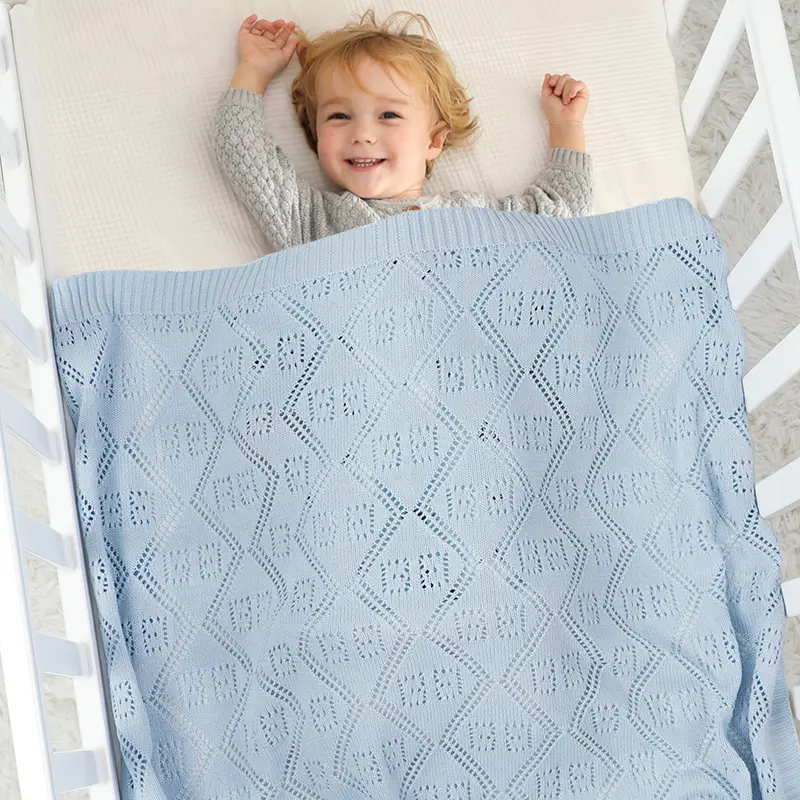 Unisex Baby Receiving Blanket Multi-use Newborn Knit Blankets Lightweight Breathable Nursery for Boys and Girls