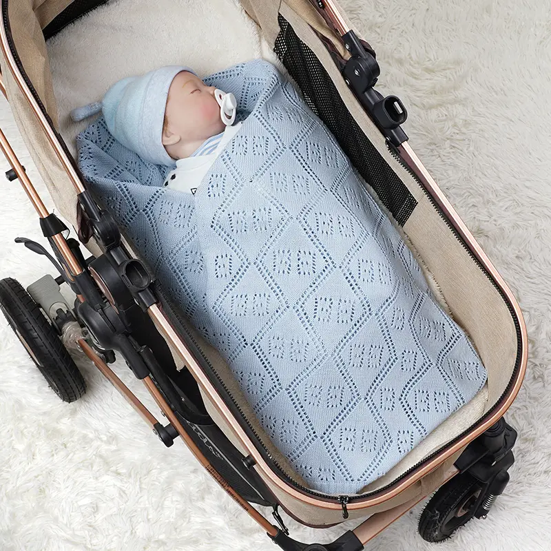 Unisex Baby Receiving Blanket Multi-use Newborn Knit Blankets Lightweight Breathable Nursery for Boys and Girls