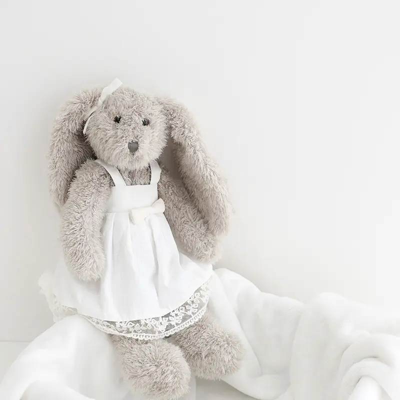 30cm Dress Bunny Stuffed Animal, Cute Bunny Plush Toy with Long Ears Soft & Cuddly Huggable Rabbit Doll