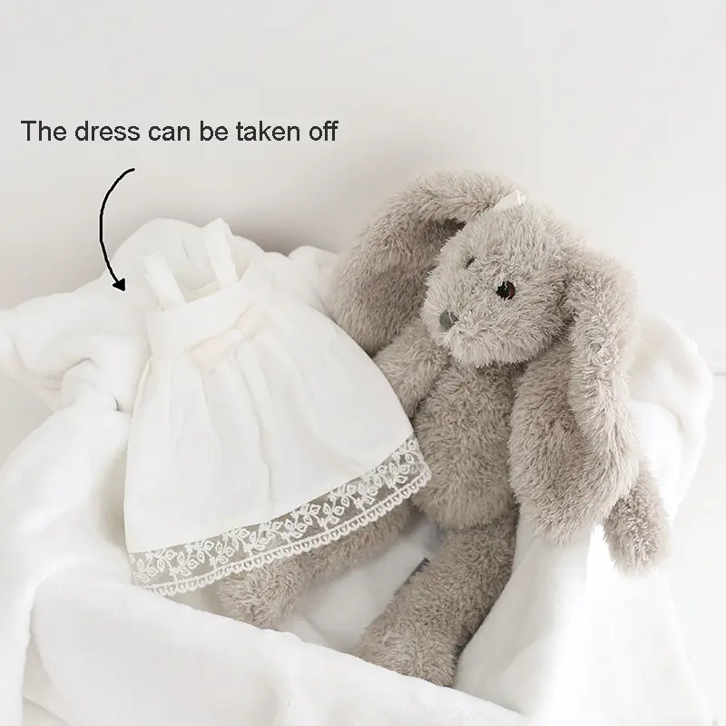 30cm Dress Bunny Stuffed Animal, Cute Bunny Plush Toy with Long Ears Soft & Cuddly Huggable Rabbit Doll
