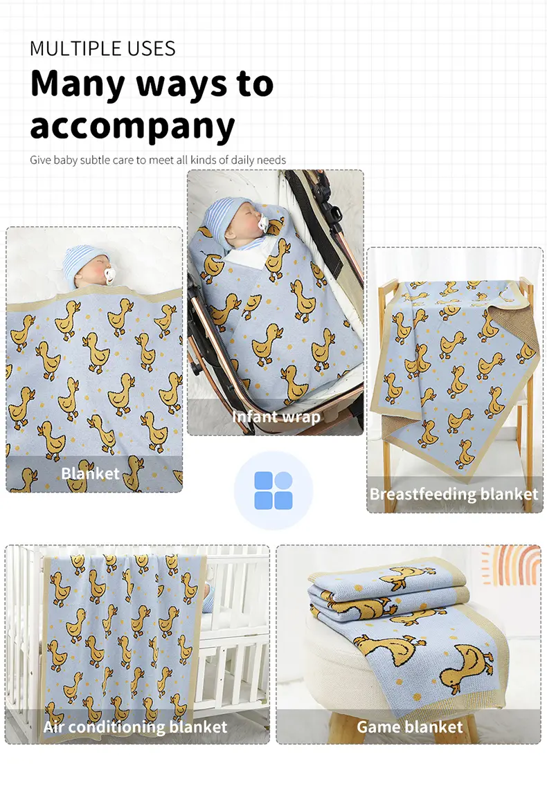 Cute Cartoon Dark Knitted Baby Blankets Cotton Knit Stroller Swaddle Wrap Infant  Sleeping Plaid Newborn Boy Girl Bedding Quilt