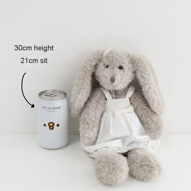 30cm Dress Bunny Stuffed Animal, Cute Bunny Plush Toy with Long Ears Soft & Cuddly Huggable Rabbit Doll