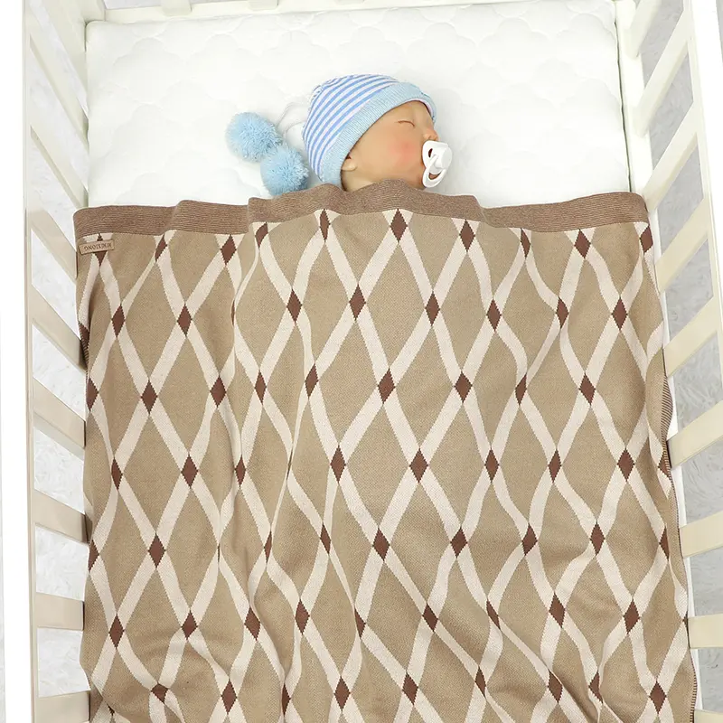 Fashion Pattern Baby Blanket Plaid Newborn Girl BoyStroller Wrap Swaddle Cotton Knit Infant Bedding Soft Quilt
