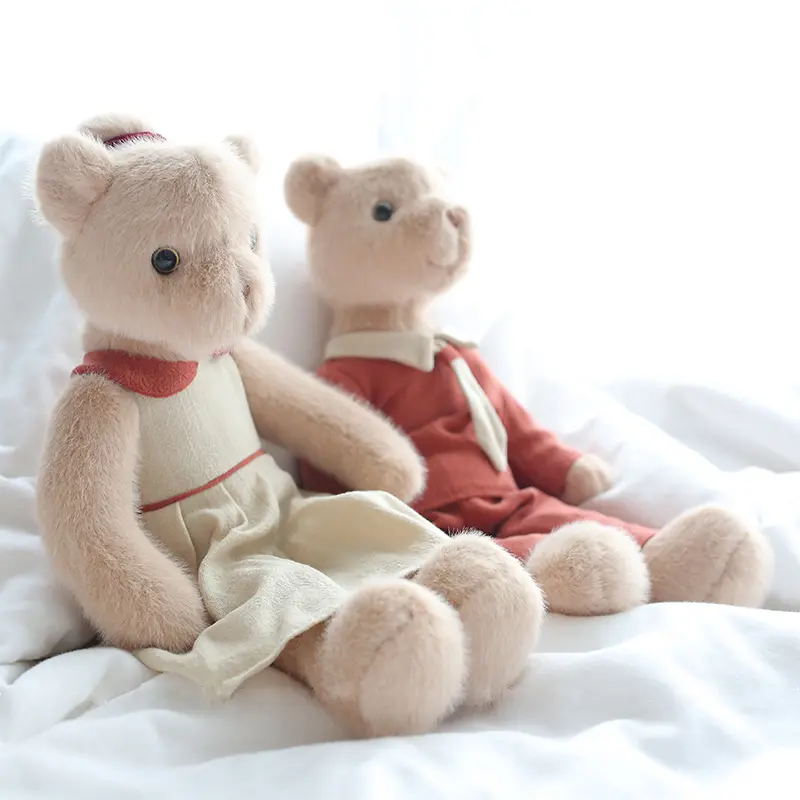 30cm Brown Bear Plush Toys with Clothes Lovely Couple Bears Doll Children Stuffed Animal Toys Children Gifts