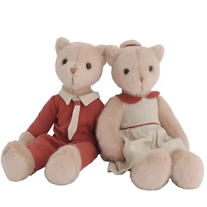 30cm Brown Bear Plush Toys with Clothes Lovely Couple Bears Doll Children Stuffed Animal Toys Children Gifts
