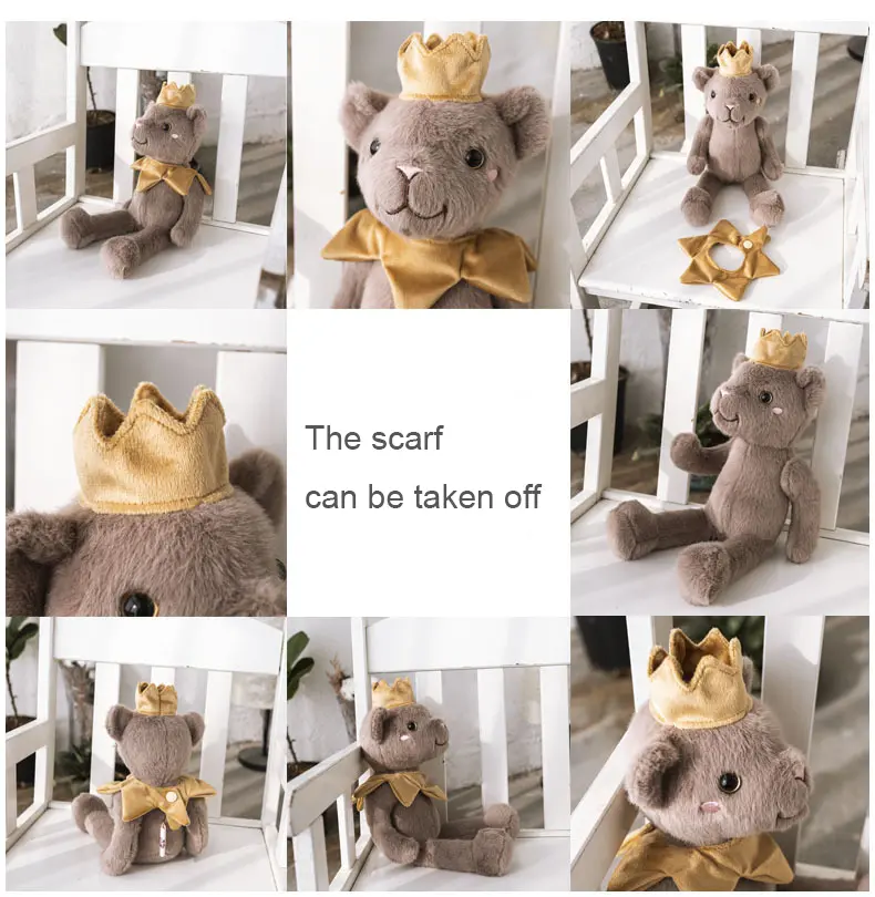 30cm Teddy Bear with Crown Soft Plush Toys Children Gifts Warmth Knitted Hat and Scarf Bears Stuffed Animals Kids Accompany Doll