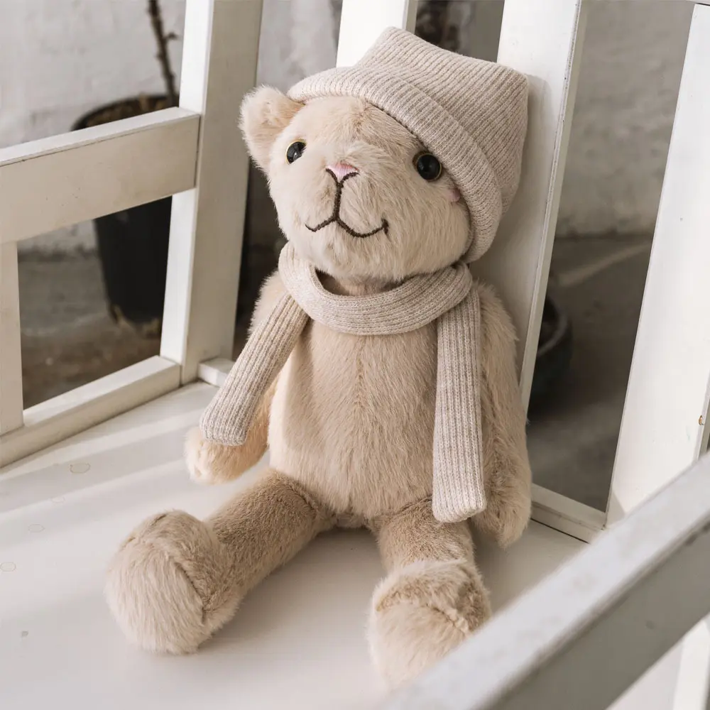 30cm Teddy Bear with Crown Soft Plush Toys Children Gifts Warmth Knitted Hat and Scarf Bears Stuffed Animals Kids Accompany Doll