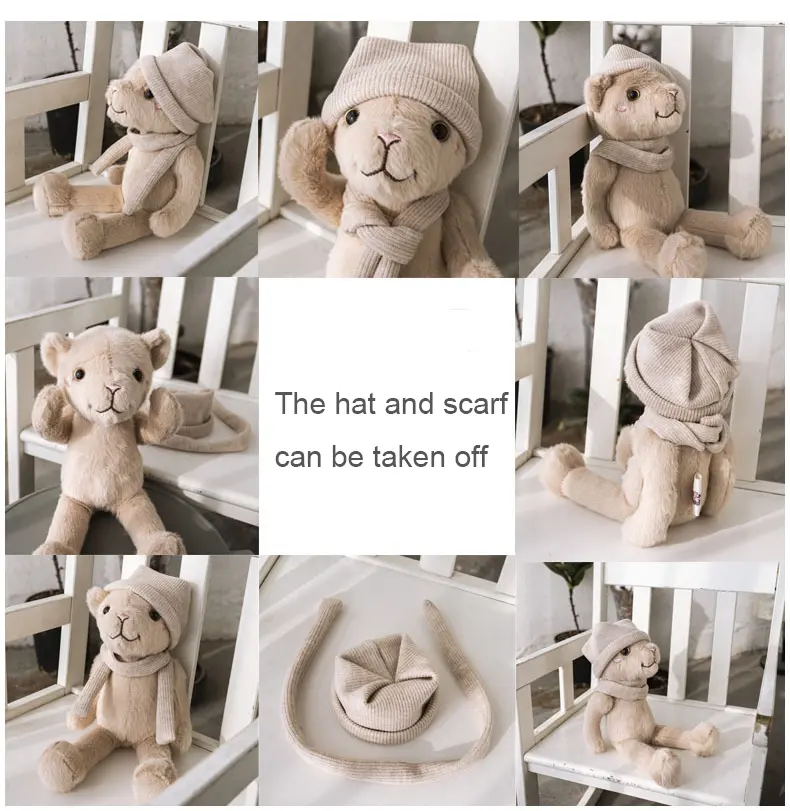 30cm Teddy Bear with Crown Soft Plush Toys Children Gifts Warmth Knitted Hat and Scarf Bears Stuffed Animals Kids Accompany Doll