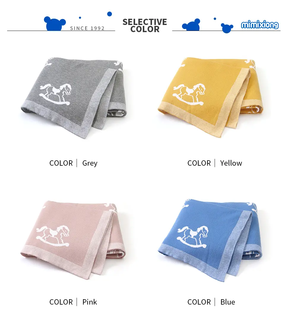 Baby Blankets Swaddle Wrap Soft Cotton Cute Rocking Horse Knitted Newborn Bebes Stroller Bedding Sleeping Covers