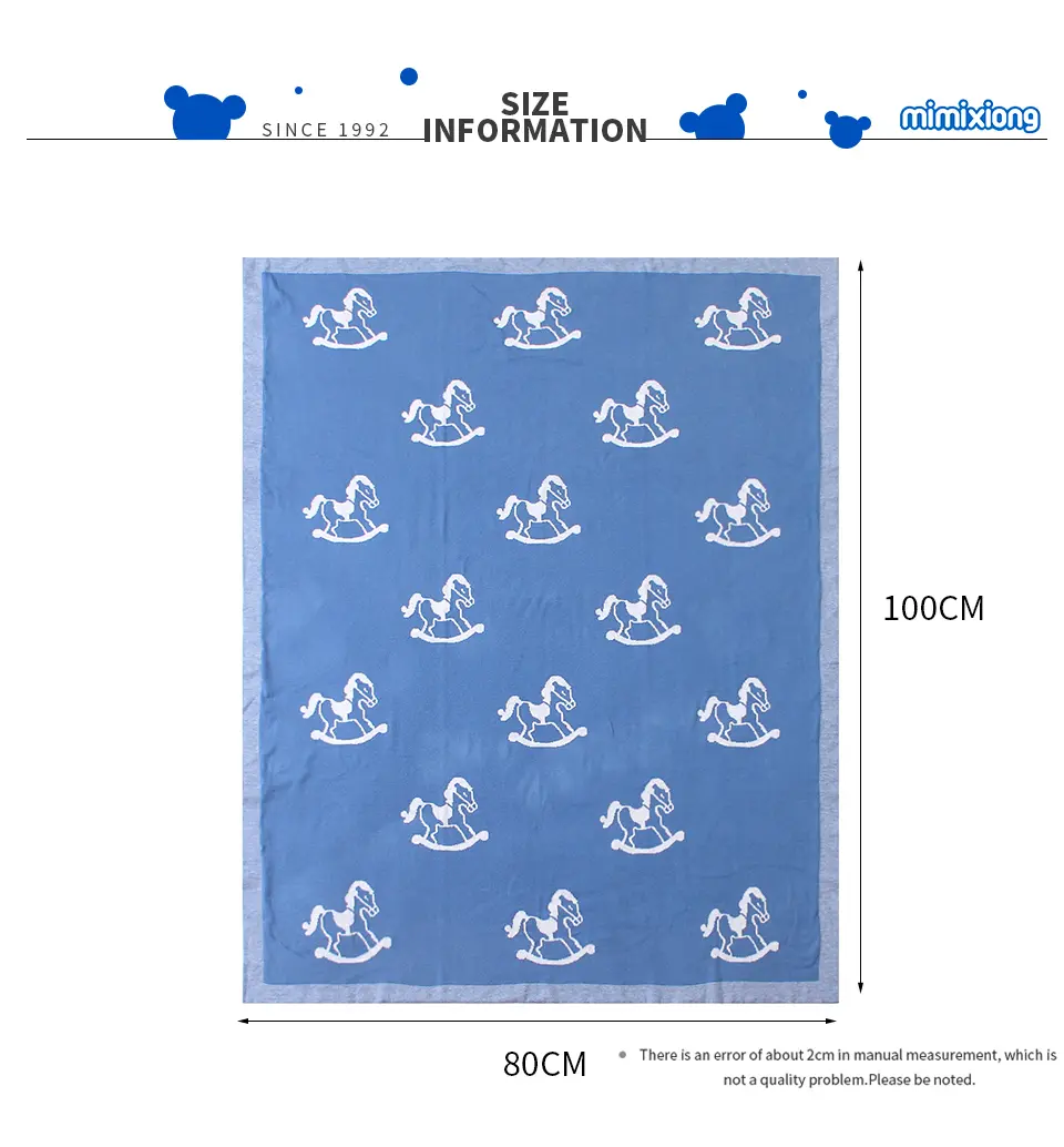 Baby Blankets Swaddle Wrap Soft Cotton Cute Rocking Horse Knitted Newborn Bebes Stroller Bedding Sleeping Covers