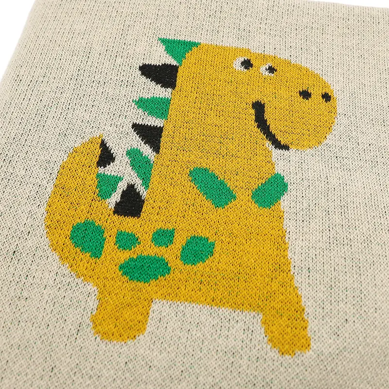Cute Dinosaur Knitted Newborn Baby Blankets Soft Cotton Swaddle Wrap for Stroller Sofa Bedding Quilts Infant Receiving Blanket