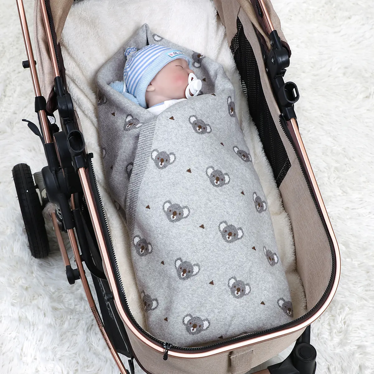 Baby Blankets Knitted Cotton Newborn Infant Sleeping Mats for Stroller Bedding Toddler Throw Blanket