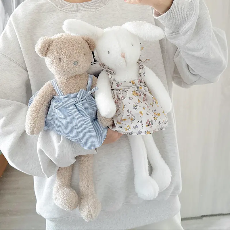 45cm Soft Long Ear&Leg  Bunny Stuffed Animal Lovely Dress Bears Cuddle Rabbit Doll Kids Children Accompany Sleeping Toy Gifts