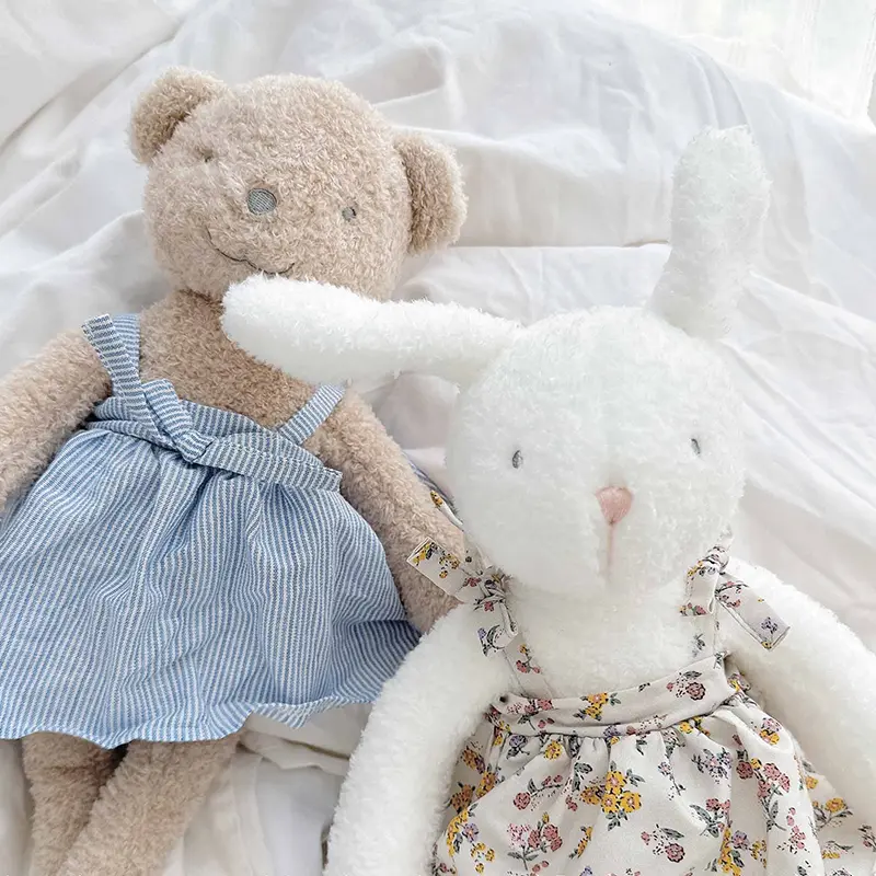 45cm Soft Long Ear&Leg  Bunny Stuffed Animal Lovely Dress Bears Cuddle Rabbit Doll Kids Children Accompany Sleeping Toy Gifts