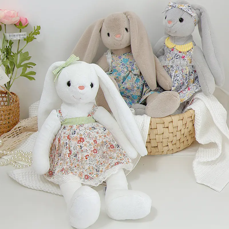 45cm Dress Bunny Plush Toy Kids Birthday Gift Cute Long Ears Rabbit Stuffed Animal Cuddle Toys Girl Gifts