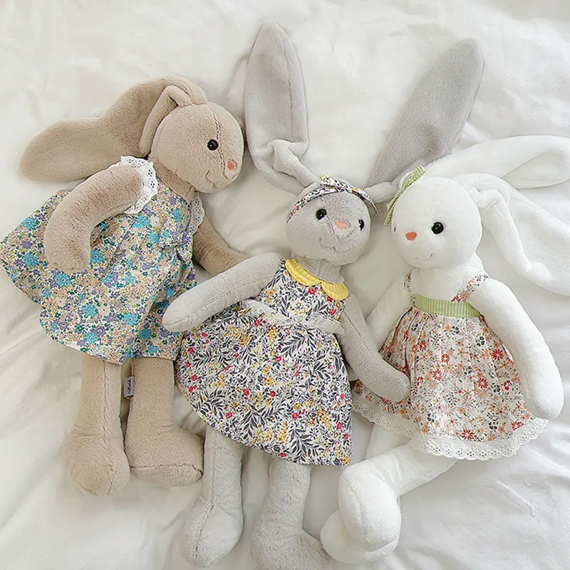 45cm Dress Bunny Plush Toy Kids Birthday Gift Cute Long Ears Rabbit Stuffed Animal Cuddle Toys Girl Gifts