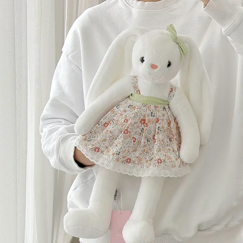 45cm Dress Bunny Plush Toy Kids Birthday Gift Cute Long Ears Rabbit Stuffed Animal Cuddle Toys Girl Gifts