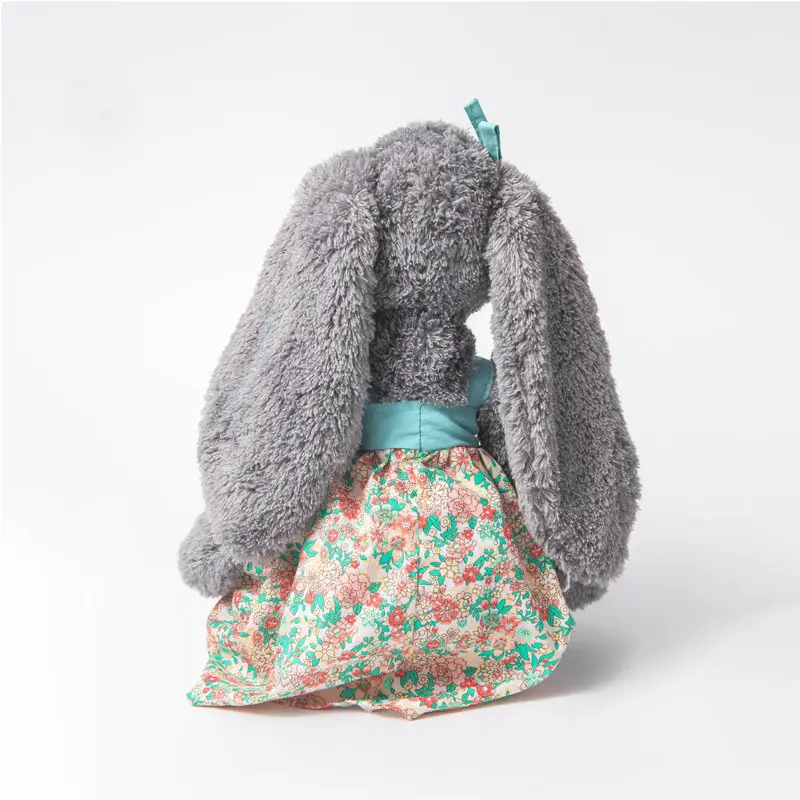 40 CM Grey Bunny Plush Toys with Dress Soft Toy Long Ear Rabbit Stuffed Animals Baby Accompany Sleep Appease Doll For Kids