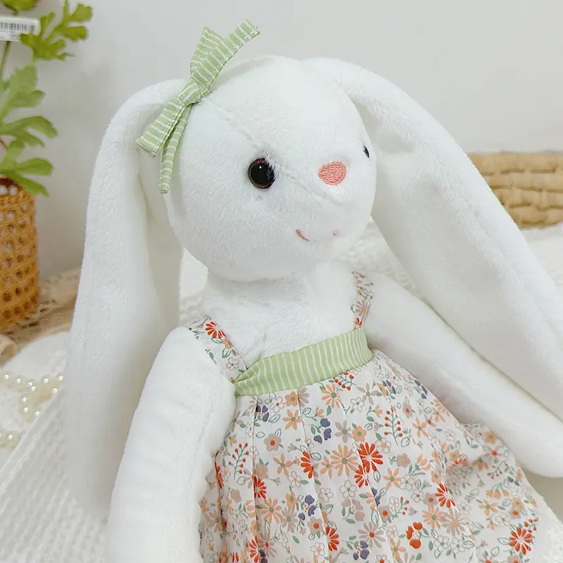 45cm Dress Bunny Plush Toy Kids Birthday Gift Cute Long Ears Rabbit Stuffed Animal Cuddle Toys Girl Gifts