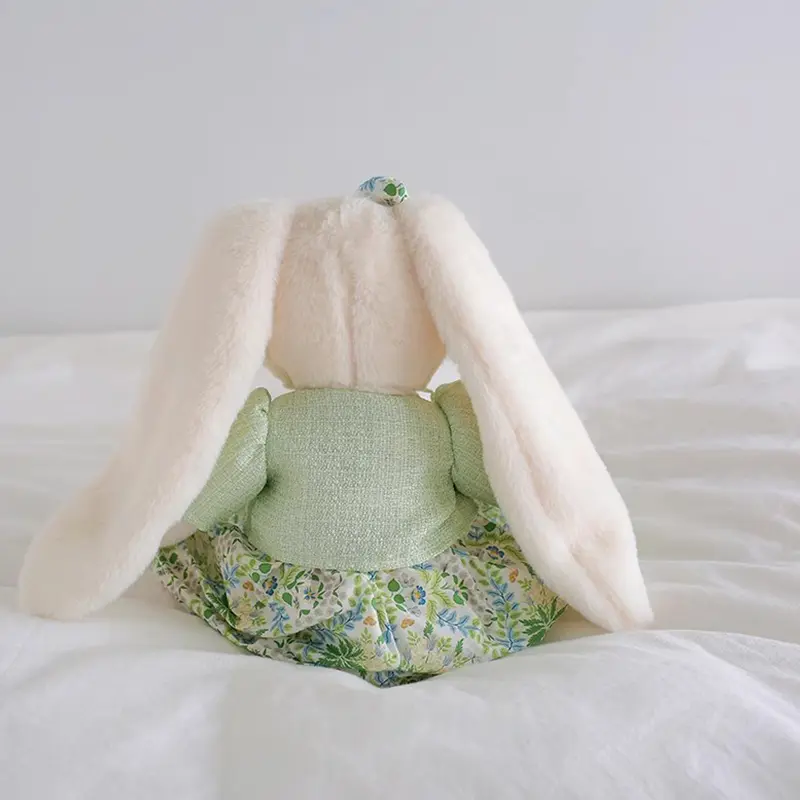 40cm Cartoon Long Ears Rabbit Plush Doll Cute Floral Skirt Long Leg Rabbit Animal Stuffed Toy Home Decoration Girl Friends Gift