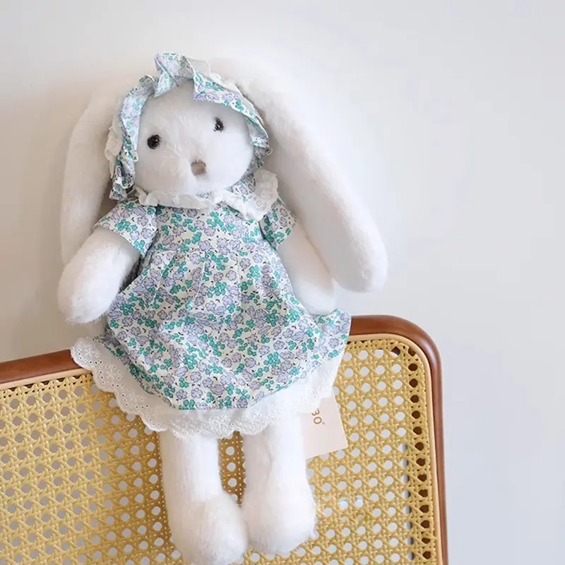 42CM Cute Soft Dress Rabbit Plush Doll Kawaii Long Ear Bunny Stuffed Animal Toy Children's Sleeping Accompanying Toys