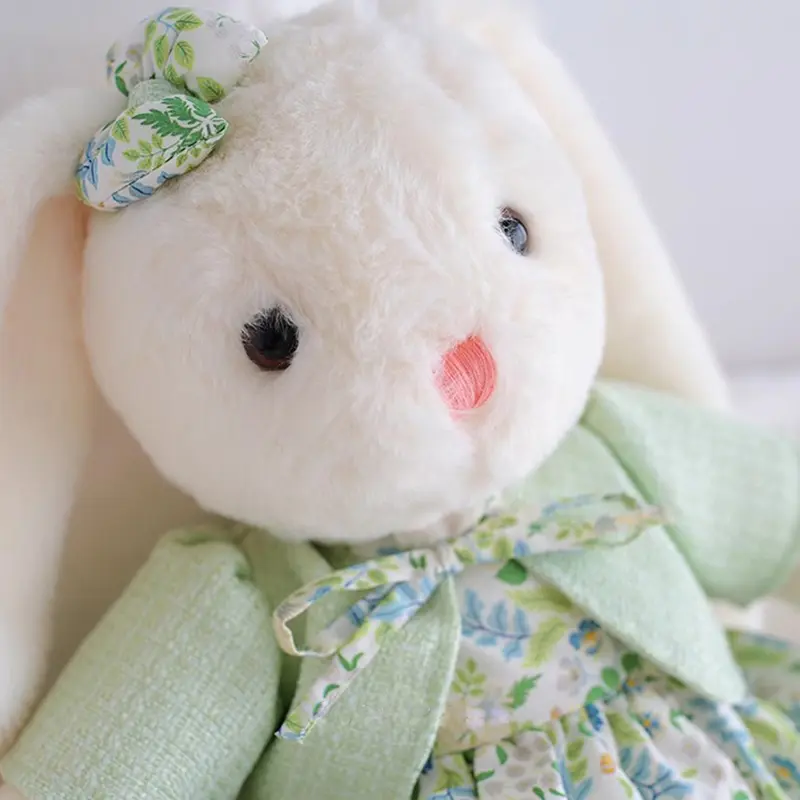 40cm Cartoon Long Ears Rabbit Plush Doll Cute Floral Skirt Long Leg Rabbit Animal Stuffed Toy Home Decoration Girl Friends Gift