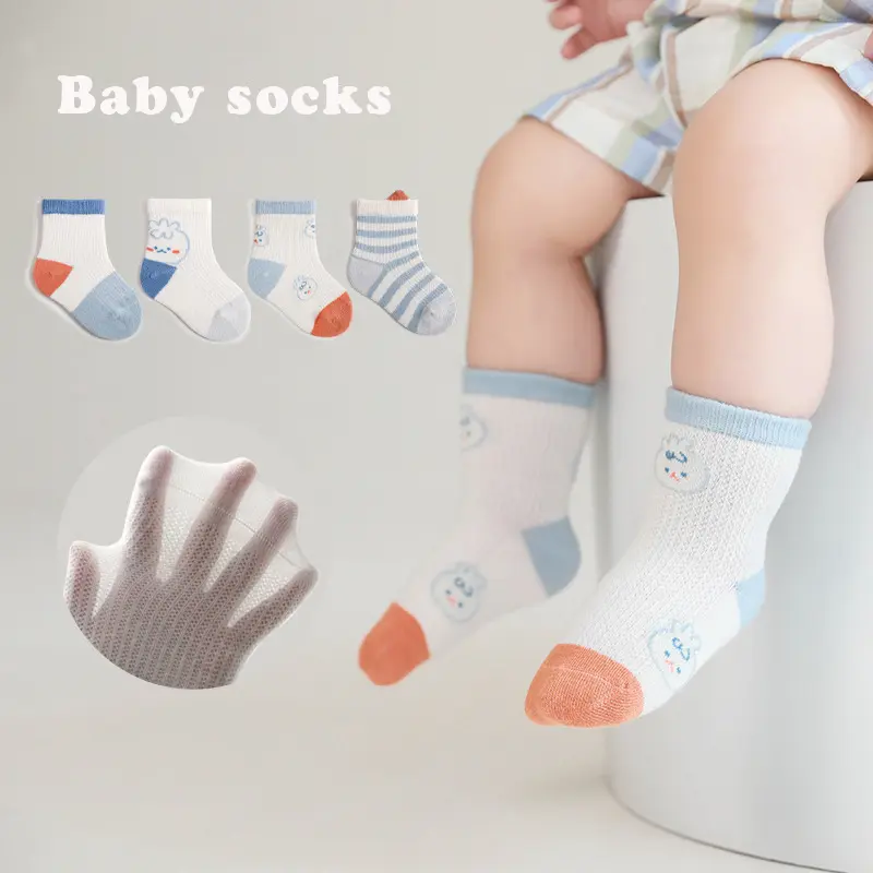 4Pairs/lot 0-2Y Infant Baby Socks Baby for Girls Cotton Soft  Mesh Breathable Cute Newborn Boy Toddler Sock Baby Accessories