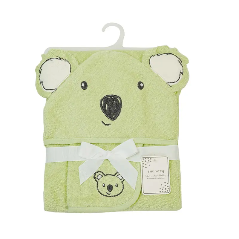 Baby Bath Towel + Face Towel 100% Cotton Cute Cartoon Animal Hooded Washcloth Bebe Swimming Beach Bathrobe