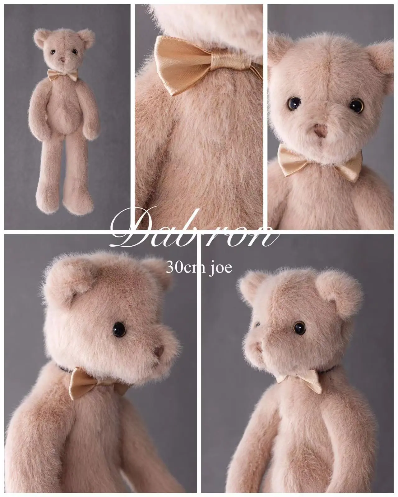 30CM Brown Bear Plush Toys with Bow Tie Lovely Clothes Couple Bears Doll Children Stuffed Animal Toys Children Gifts