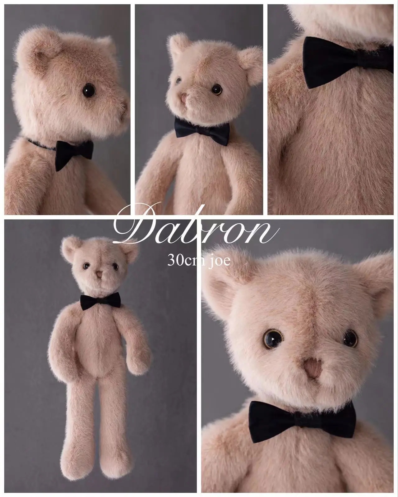 30CM Brown Bear Plush Toys with Bow Tie Lovely Clothes Couple Bears Doll Children Stuffed Animal Toys Children Gifts
