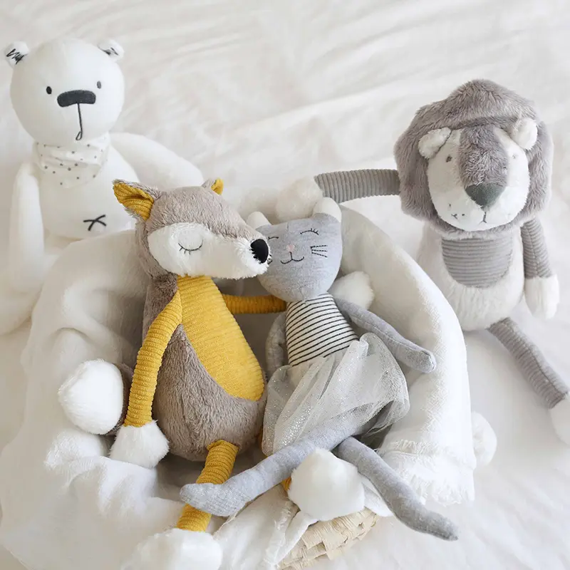 Cute Soft Lion Fox Bear Cat Toy Long Leg Baby Cuddly Doll Stuffed Cartoon Animals Kids Appease Toys Children Gift