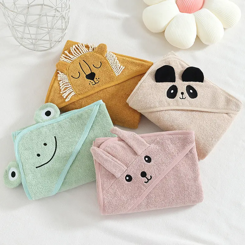 Strong Water Absorption Kids Bath Towel With Cartoon Lion Bunny Hooded  Baby Blanket Super Soft Wash Robe for Newborn