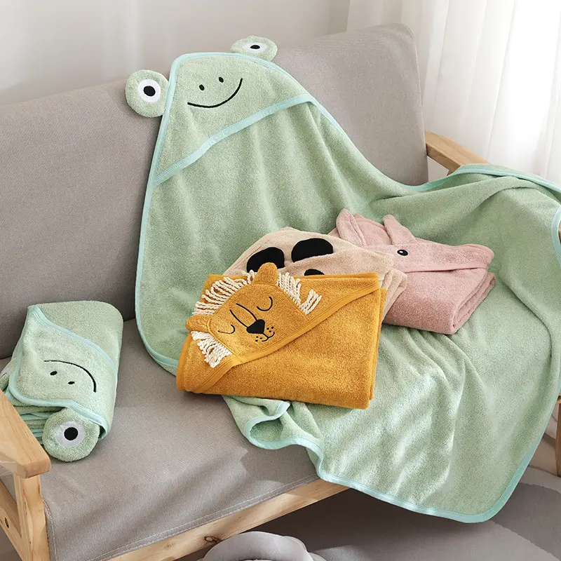 Strong Water Absorption Kids Bath Towel With Cartoon Lion Bunny Hooded  Baby Blanket Super Soft Wash Robe for Newborn