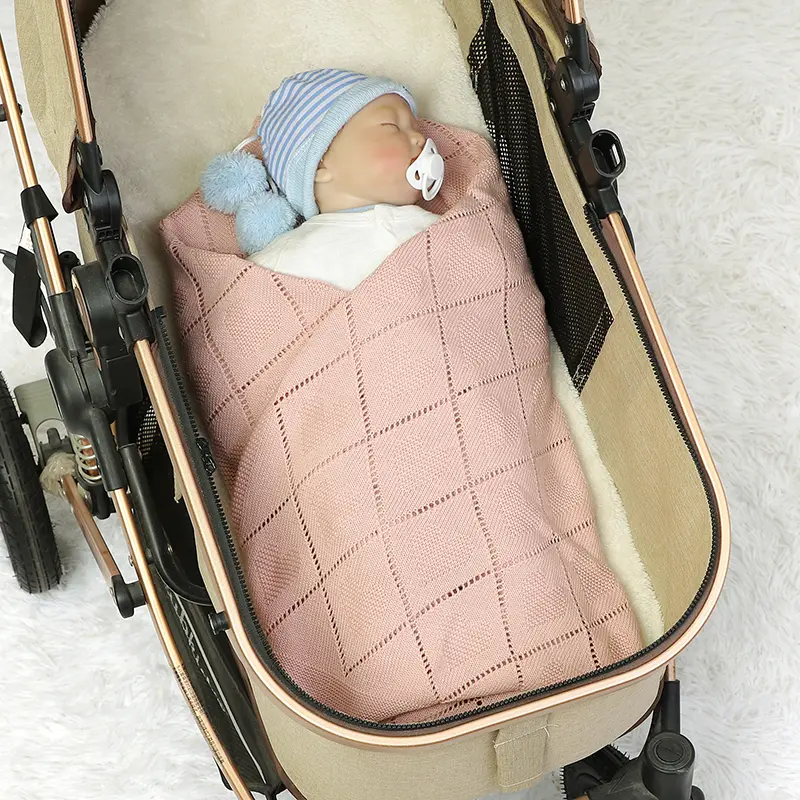 Baby Cotton Blankets Super Soft Newborn Gender Netural Lightweight Lovely Heart Knitted Month Stroller Nursery Security Quilts