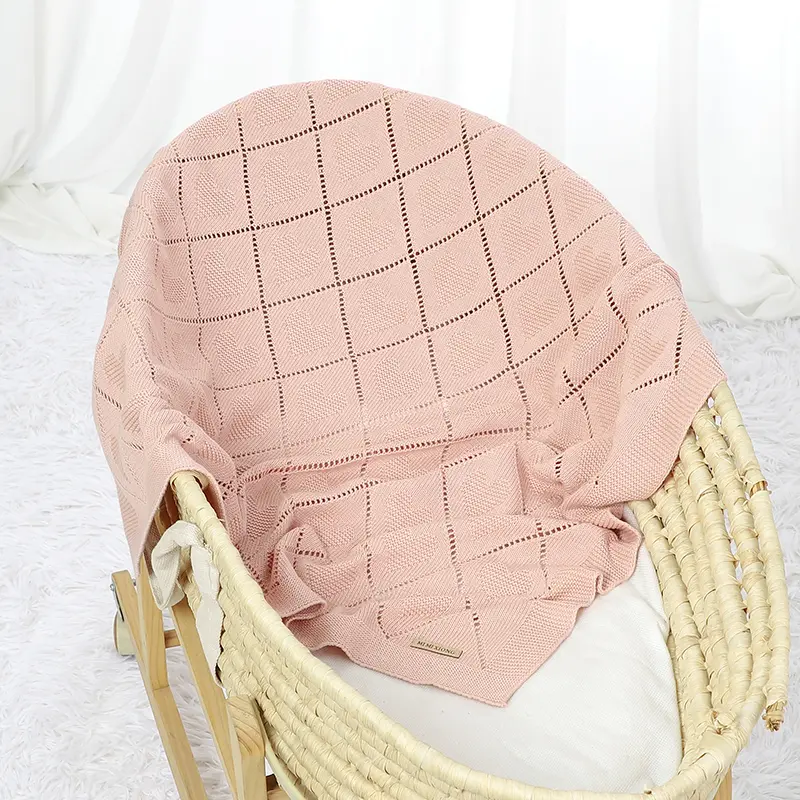 Baby Cotton Blankets Super Soft Newborn Gender Netural Lightweight Lovely Heart Knitted Month Stroller Nursery Security Quilts