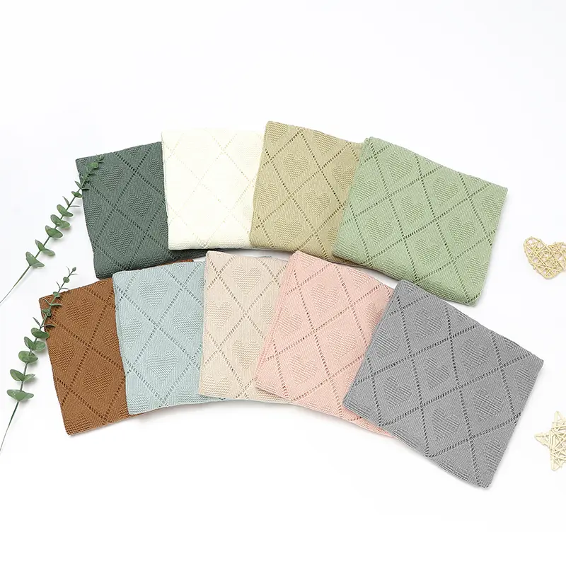 Baby Cotton Blankets Super Soft Newborn Gender Netural Lightweight Lovely Heart Knitted Month Stroller Nursery Security Quilts