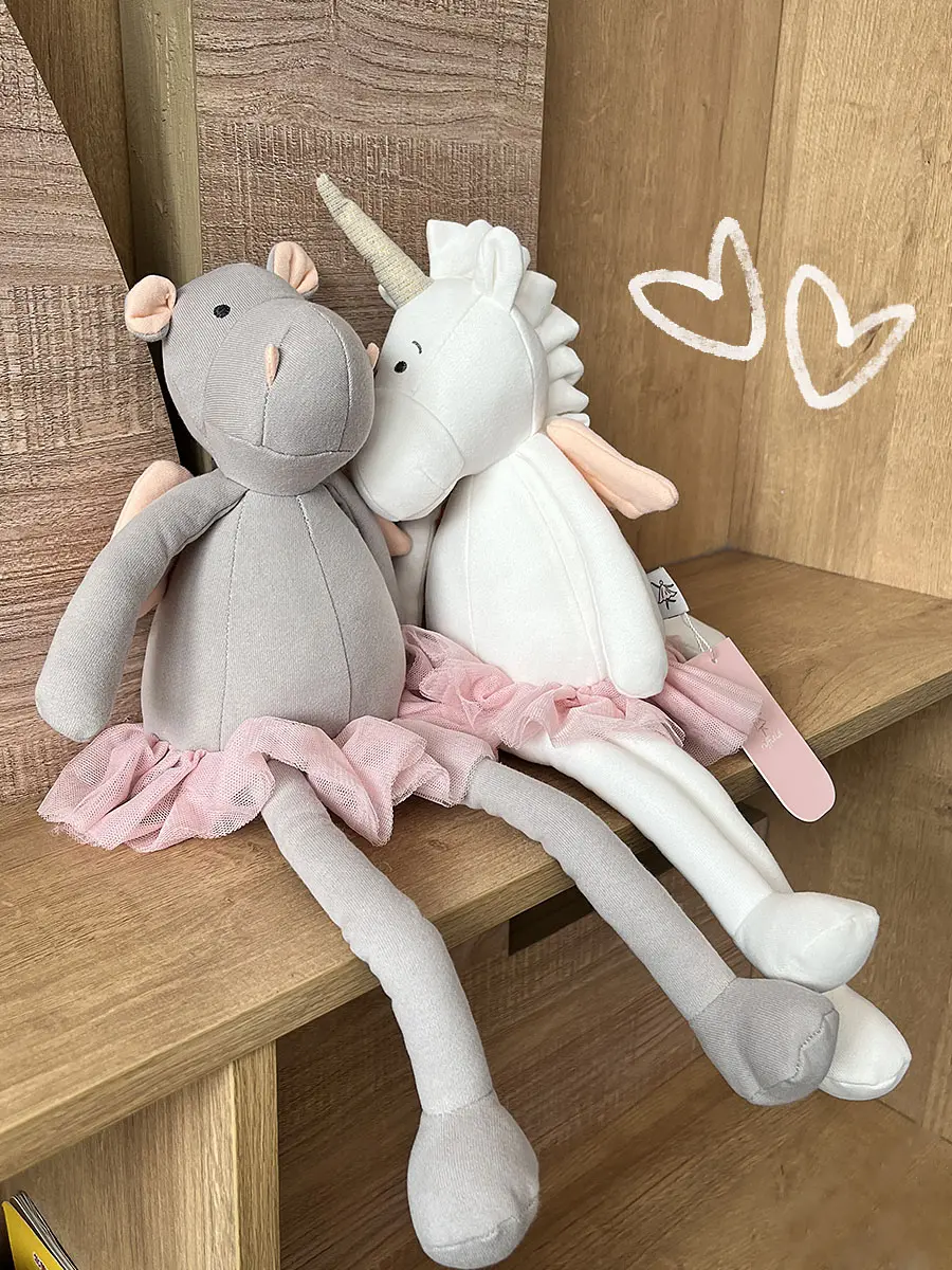 40cm Stuffed Animal Toys Plush Long Legs Unicorn Hippos with Tutu Dress Baby Cuddle Sleeping Dolls  Birthday Toy for Children