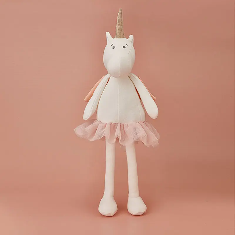 40cm Stuffed Animal Toys Plush Long Legs Unicorn Hippos with Tutu Dress Baby Cuddle Sleeping Dolls  Birthday Toy for Children