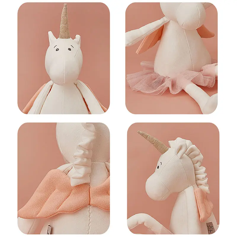 40cm Stuffed Animal Toys Plush Long Legs Unicorn Hippos with Tutu Dress Baby Cuddle Sleeping Dolls  Birthday Toy for Children