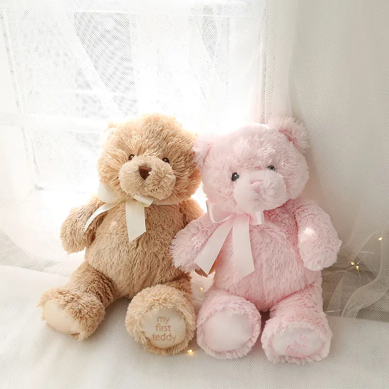 36 cm Brown Teddy Bear Plush Toy Sleeping Mate For Girl Boy Baby Kids Cute Blue Pink Bear Stuffed Animal Toys