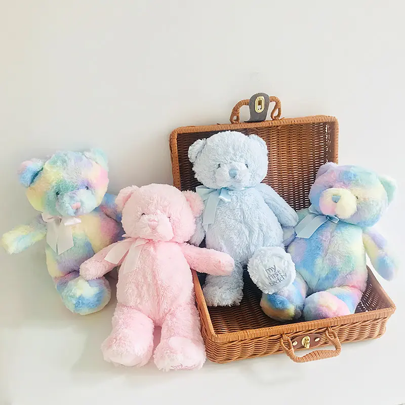 36 cm Brown Teddy Bear Plush Toy Sleeping Mate For Girl Boy Baby Kids Cute Blue Pink Bear Stuffed Animal Toys