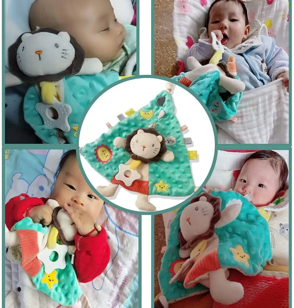 Newborn Sleeping Soother Minky Dot Cozy Towel Cartoon Animal Tiger Bunny Elephant Infant Teether Toys Soothe Appease Comfort Toy
