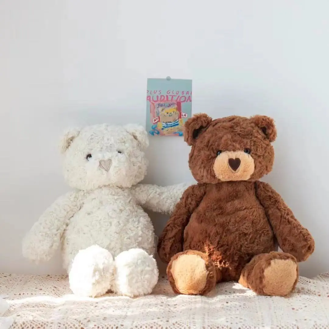 40cm Cute White Brown Teddy Bear Doll Stuffed, Soft Plush Toy  Soothe Sleeping Bear Toys, Children's Birthday Gift