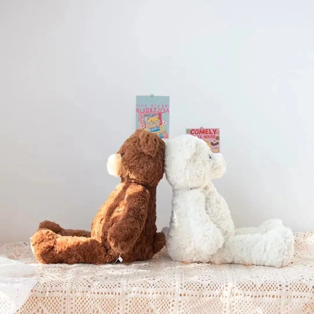 40cm Cute White Brown Teddy Bear Doll Stuffed, Soft Plush Toy  Soothe Sleeping Bear Toys, Children's Birthday Gift